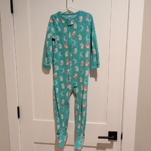Carter's Teal Owl & Moon Zip Footed Pajamas